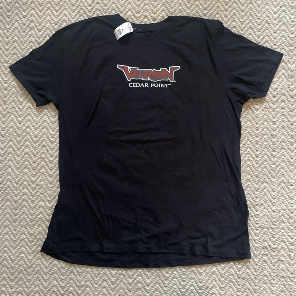 NWT Cedar Point Valravn T Shirt Adult XL Black Roller Coaster Amusement Park